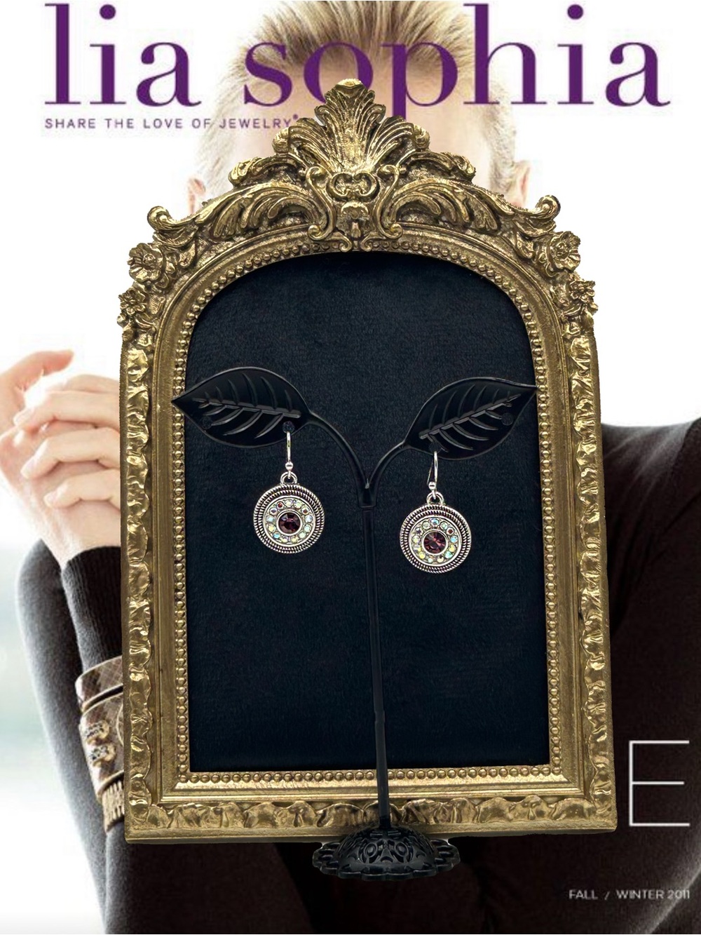 Vintage Lia Sophia Pretty Please Drop Earrings, Silver Tone Medallion Dangles